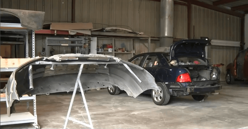 Picture of A bumper replacement in progress - Automobile Collision Center