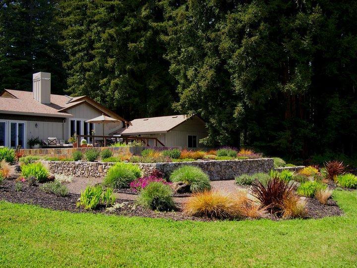 Picture of This water-conserving yet colorful design uses a variety of ornamental grasses. - Gardens of the Wine Country Inc.