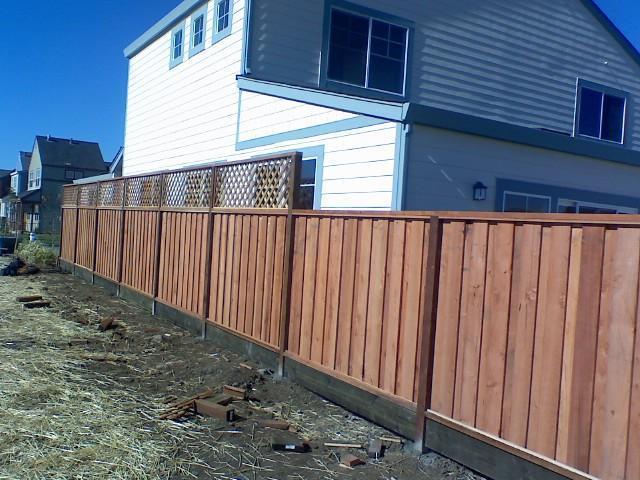 Picture of The lattice on this Sonoma County homeowner's fence is neatly framed within the post. - Redwood Residential Fence Company