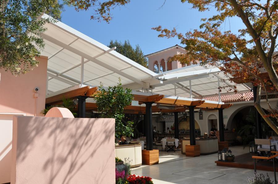 Picture of Acme Sunshades Enterprise installed this canopy at Hotel Bel-Air in Los Angeles. - ACME SUNSHADES ENTERPRISE INC