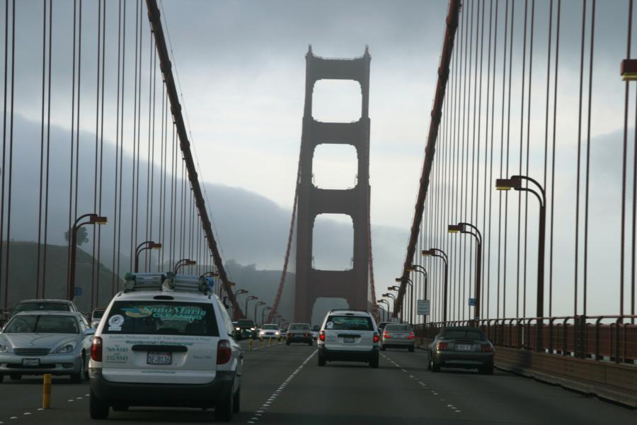 Picture of SonoMarin Cleaning Services' vehicles take the Golden Gate Bridge to a cleaning job. - SonoMarin Cleaning Services, Inc.