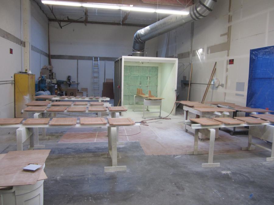 Picture of Century Cabinets' onsite spray booth - Century Cabinets