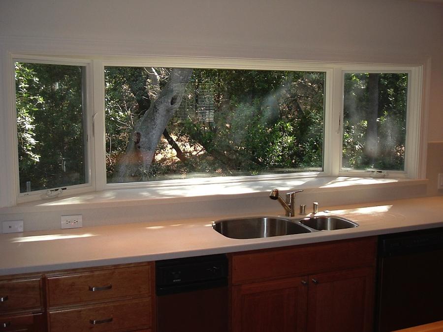 Picture of Custom cherry wood cabinets Anderson bay window Corian counters. - Labourdette Construction