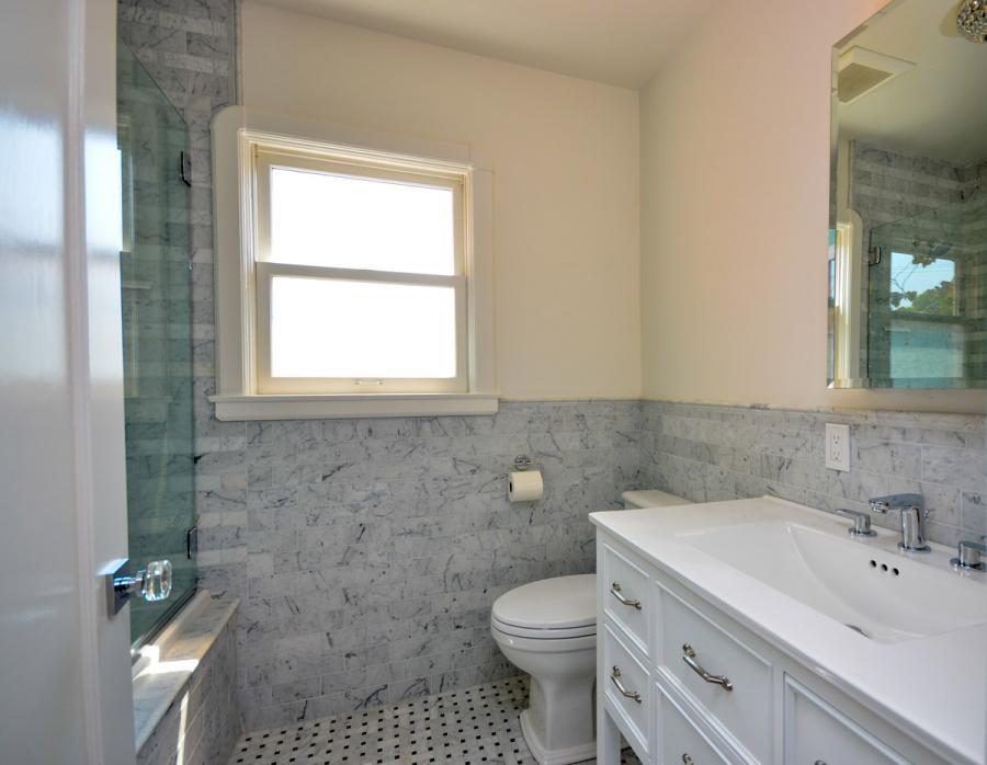 Picture of Home Healing Renovations installed custom tilework and new fixtures in this Alameda bathroom. - Home Healing Renovations Inc