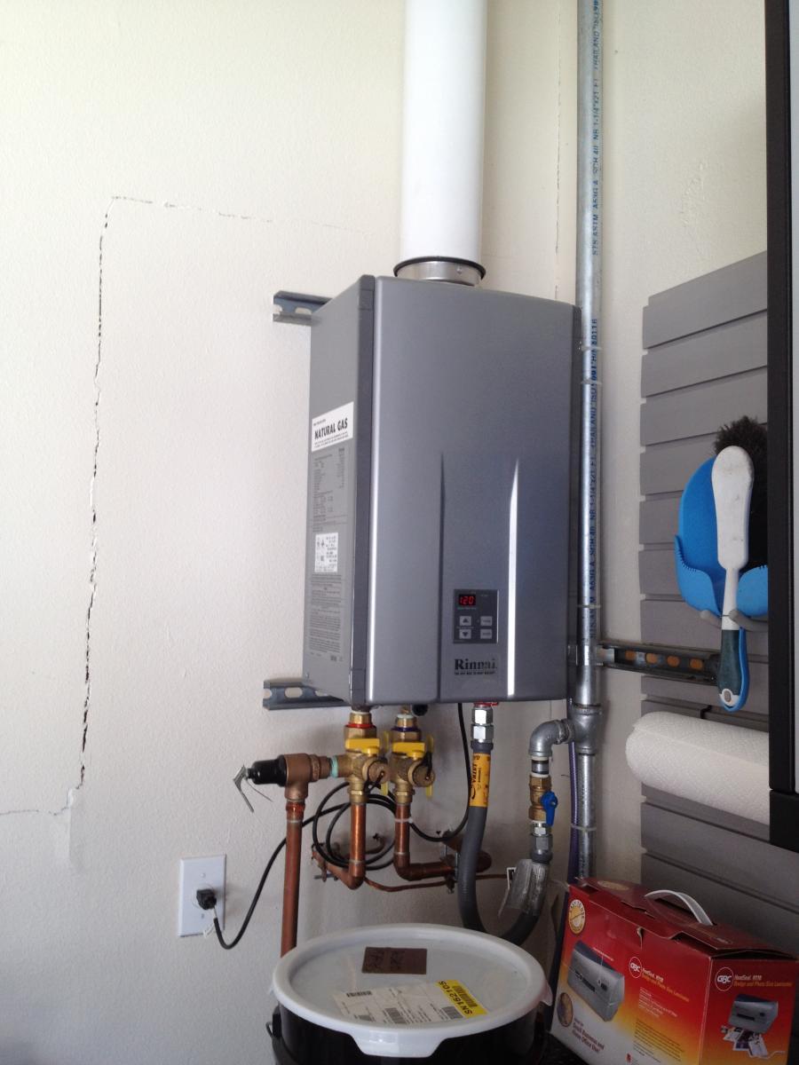 Picture of Savior Plumbing installed this tankless water heater in the garage of a home in Walnut Creek. - Savior Plumbing, Inc.