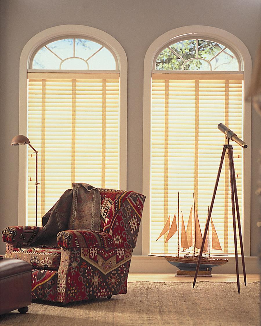 Picture of Wood blinds help control natural light. - Creative Window Fashions, Inc.
