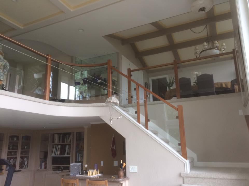 Picture of Martinez Stair Company Inc. combined glass and wood to give a contemporary look to this home in Alamo. - Martinez Stair Company Inc.