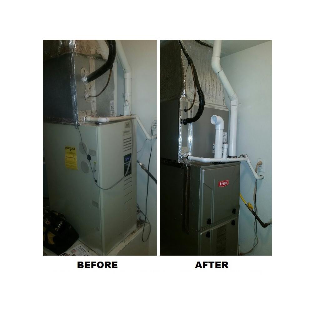 Picture of A "before and after" shot of a recent furnace replacement job by All Weather Heating & Air Conditioning - All Weather Heating & Air Conditioning Inc.