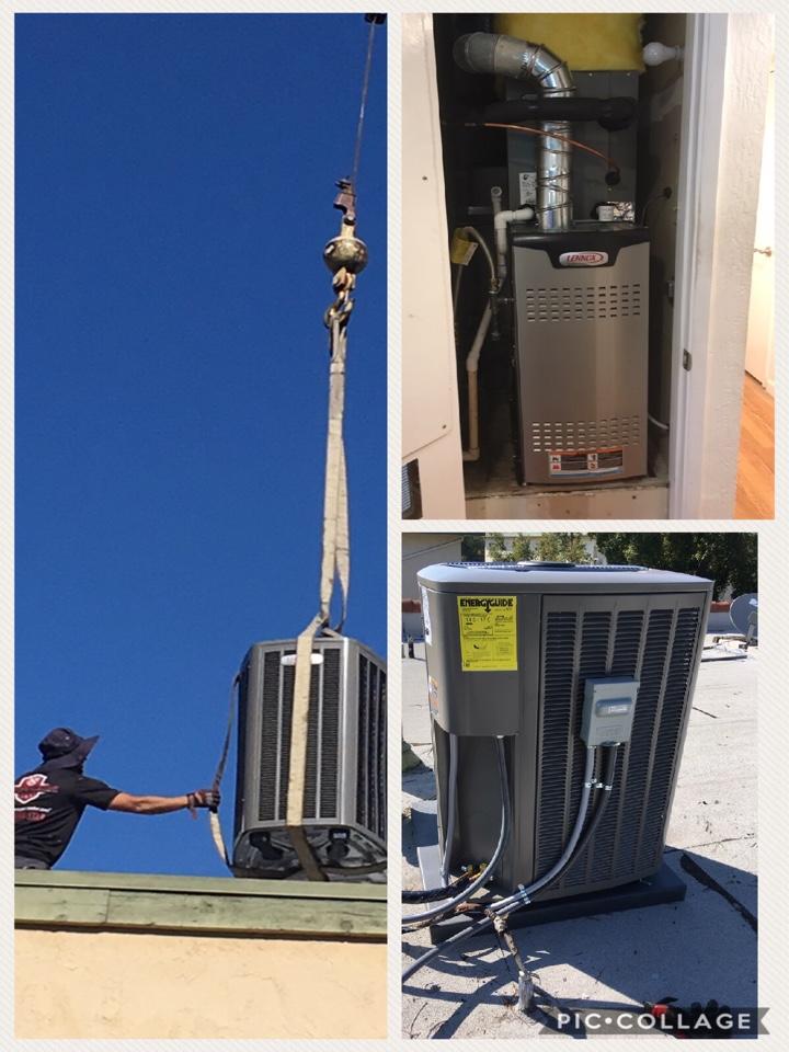Picture of Perfect Star Heating and Air Conditioning used a crane to install this full Lennox system. - Perfect Star Heating and Air Conditioning