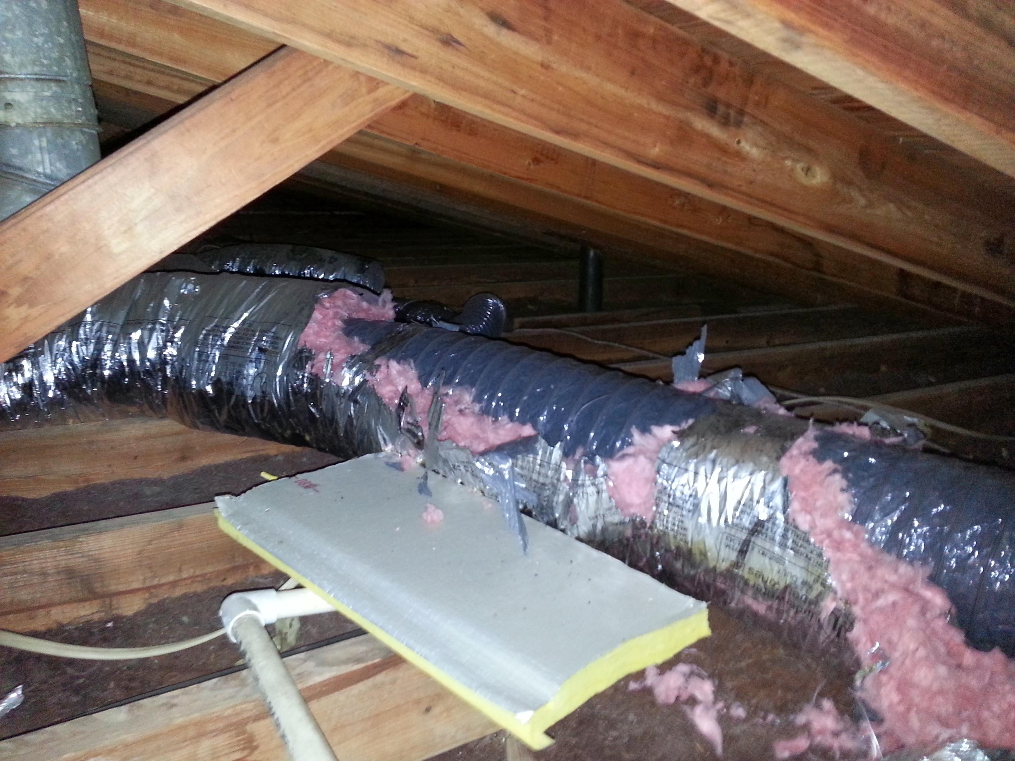 Picture of A look at air duct damage in a customer's attic - Atticare Construction
