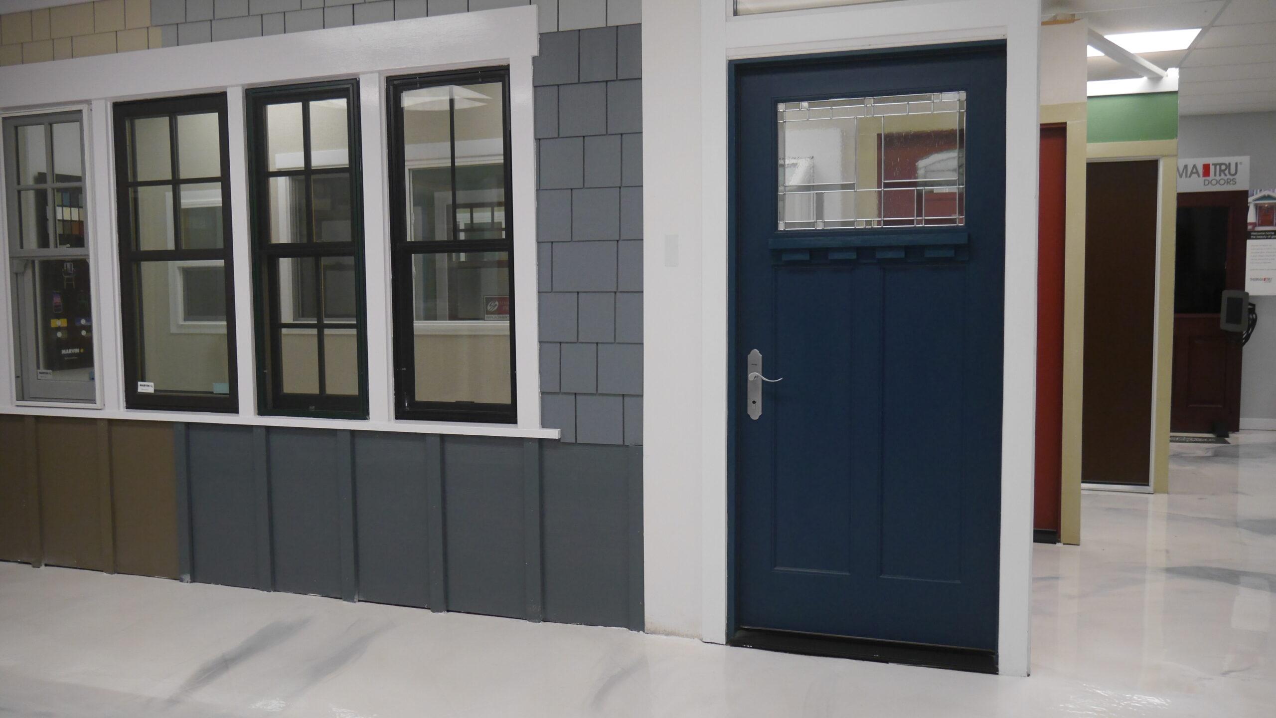 Picture of Save Energy Company's Petaluma showroom displays a wide range of window offerings from manufacturers like Simonton Milgard and Marvin along with entry doors from Therma-Tru. - Save Energy Company
