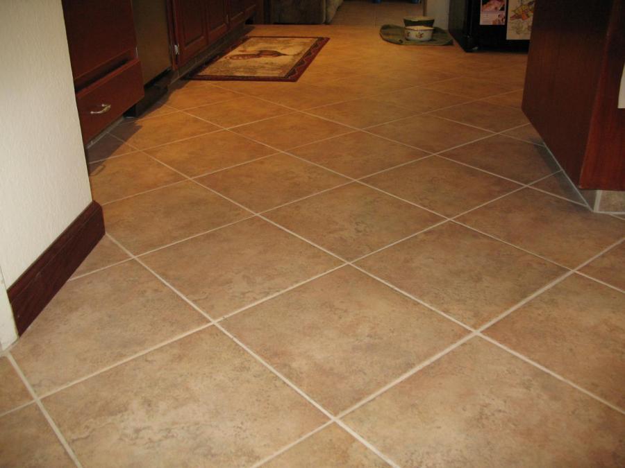 Picture of DC Tile and Stone used a diagonal pattern to install this kitchen floor in Petaluma. - DC Tile and Stone