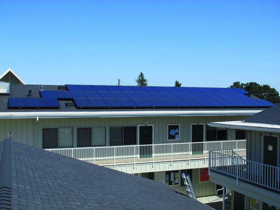 Picture of Black solar modules on a Church in Cupertino - Freedom Solar, Inc