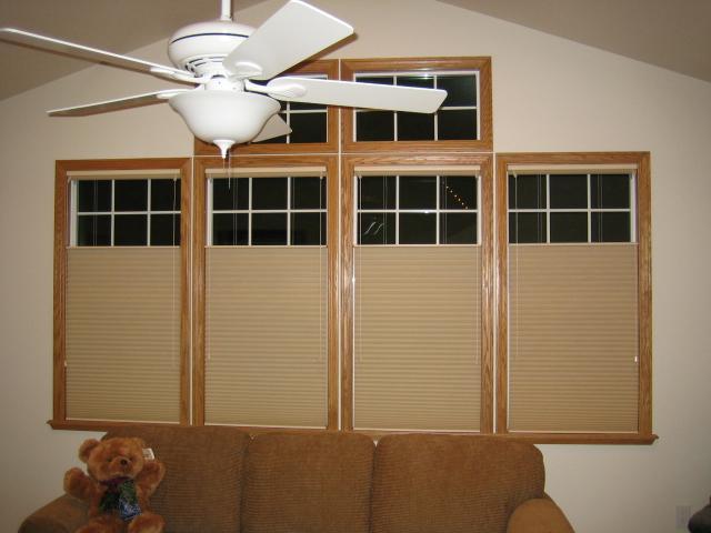 Picture of Duette Architella shades are some of the most energy-efficient shades on the market (ceiling fan). - Creative Window Fashions, Inc.