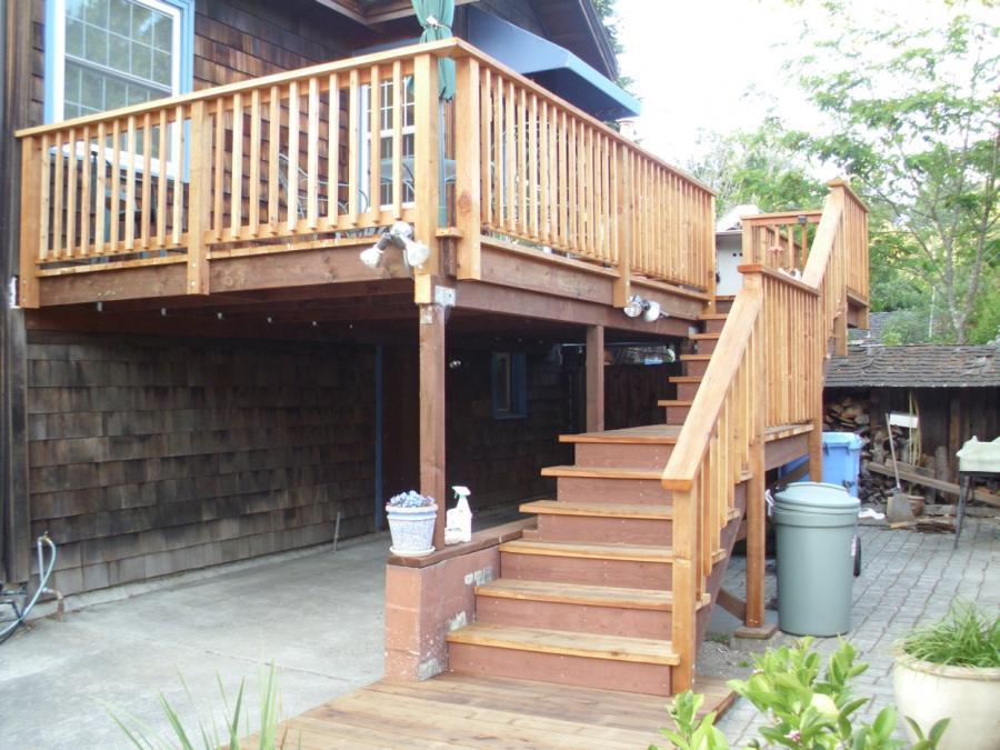 Picture of This redwood deck in Mill Valley doubles as a carport. - Thomas A Daly Construction
