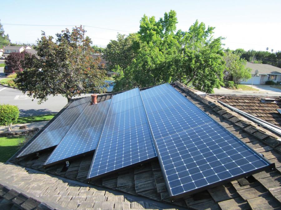 Picture of Custom solar panels on a wood shake roof in San Jose. - Freedom Solar, Inc