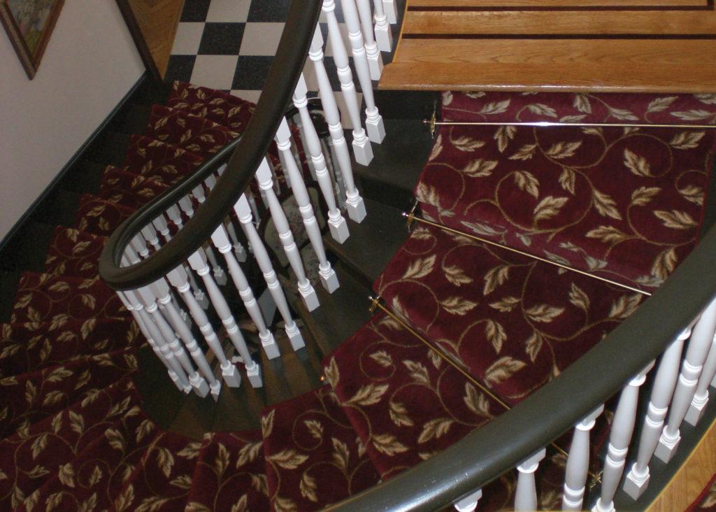 Picture of Armstrong Carpet & Linoleum installed the carpet on this residential staircase. - Armstrong Carpet & Linoleum Co.
