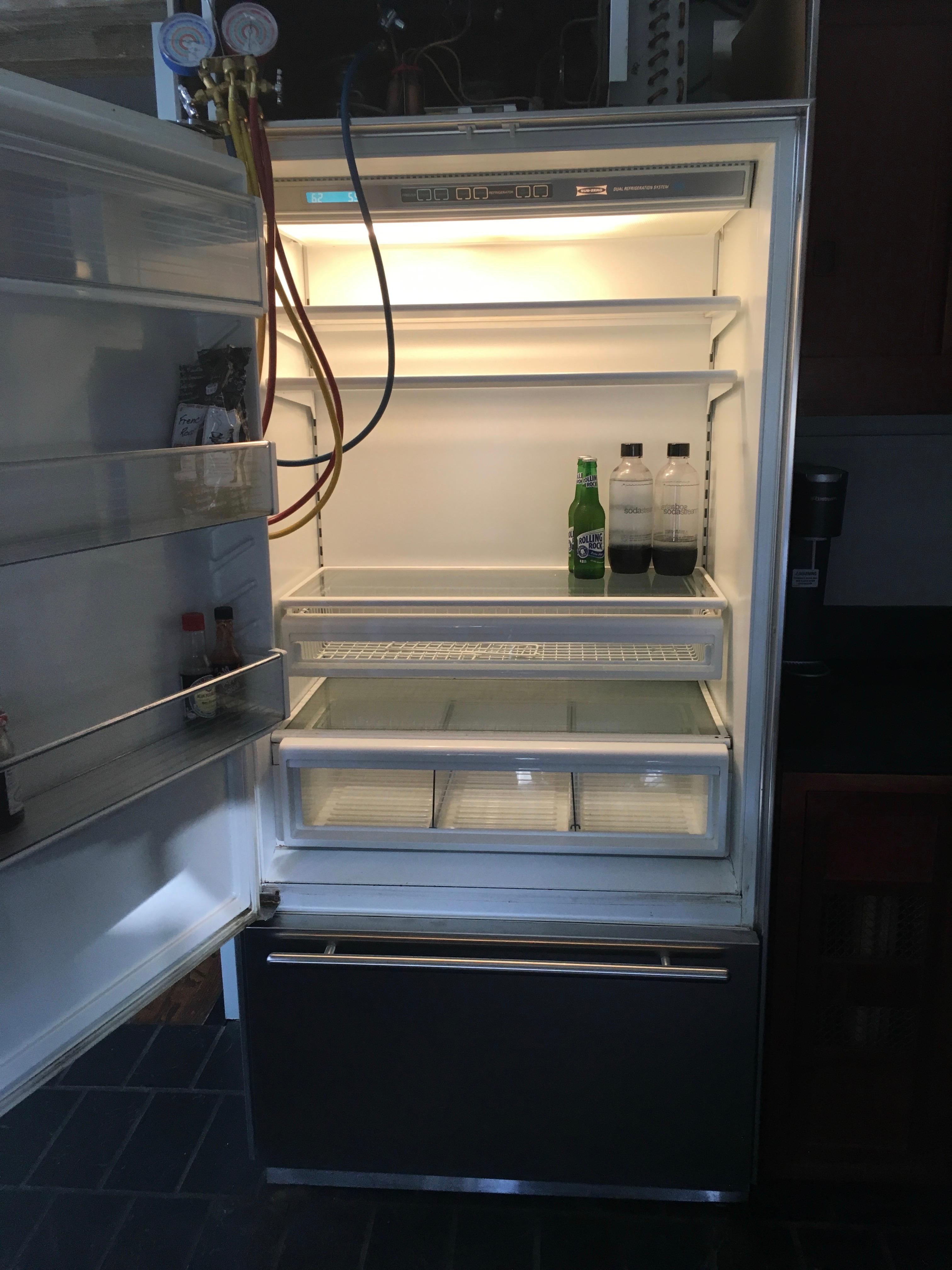 Picture of FixEm Appliance Repair fixed this Sub-Zero refrigerator which was leaking water. - FixEm Appliance Repair