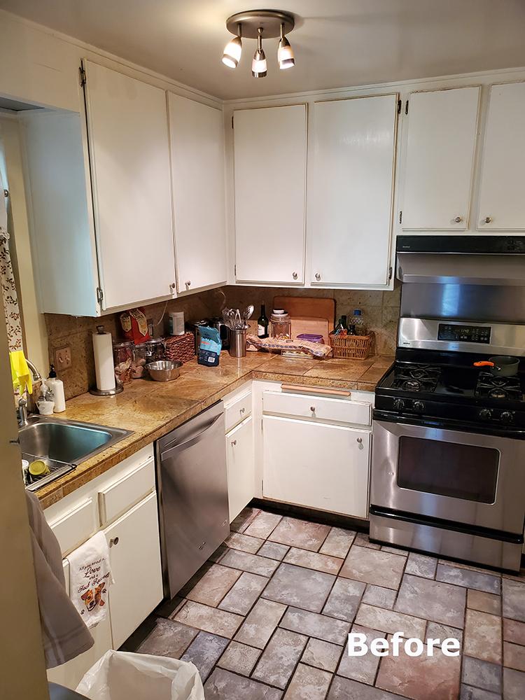 Picture of This original condo kitchen was in need of an update. The new space is much brighter with the in-ceiling cannister and undercabinet LED lighting. - Cook's Kitchen & Bath, Inc.
