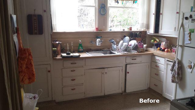 Picture of On the left you can see a wall that kept this old kitchen in Albany very closed in. This "before" picture shows how thrifty the owners wanted to be with their home. After so many years it was time for change. - Cook's Kitchen & Bath, Inc.