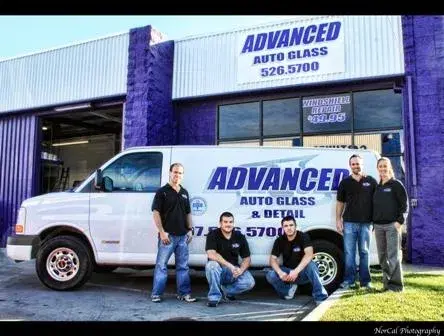 Picture of The Advanced Auto Glass & Detail team stands outside the company's Santa Rosa Avenue facility. - Advanced Auto Glass & Detail