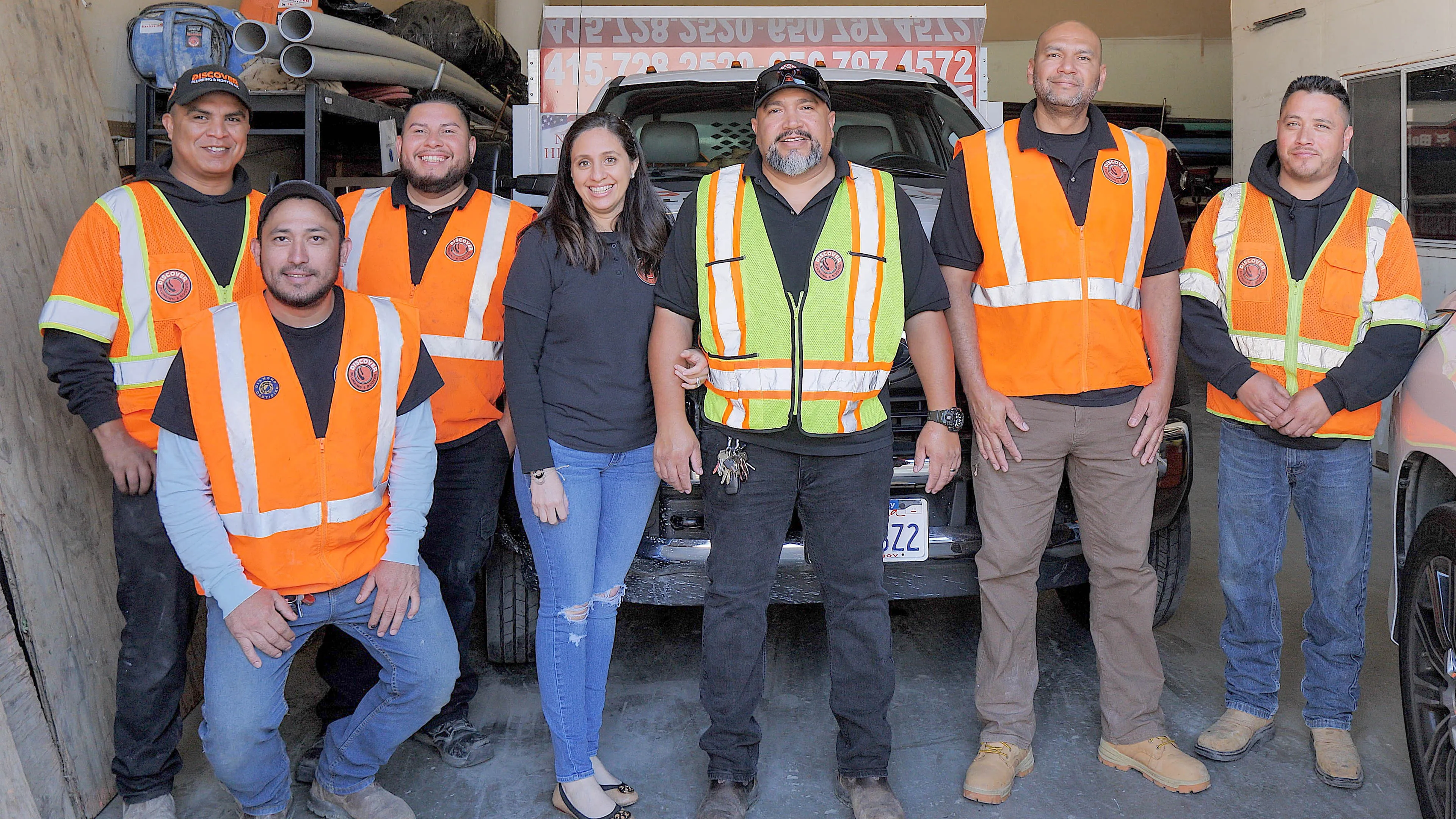 Picture of Discover Plumbing & Rooterâ€™s team gathers in the workshop, showcasing their commitment to quality outcomes. Their high customer satisfaction is a testament to their dedication. Copyright ©2025 Diamond Certified Resource

 - Discover Plumbing & Rooter