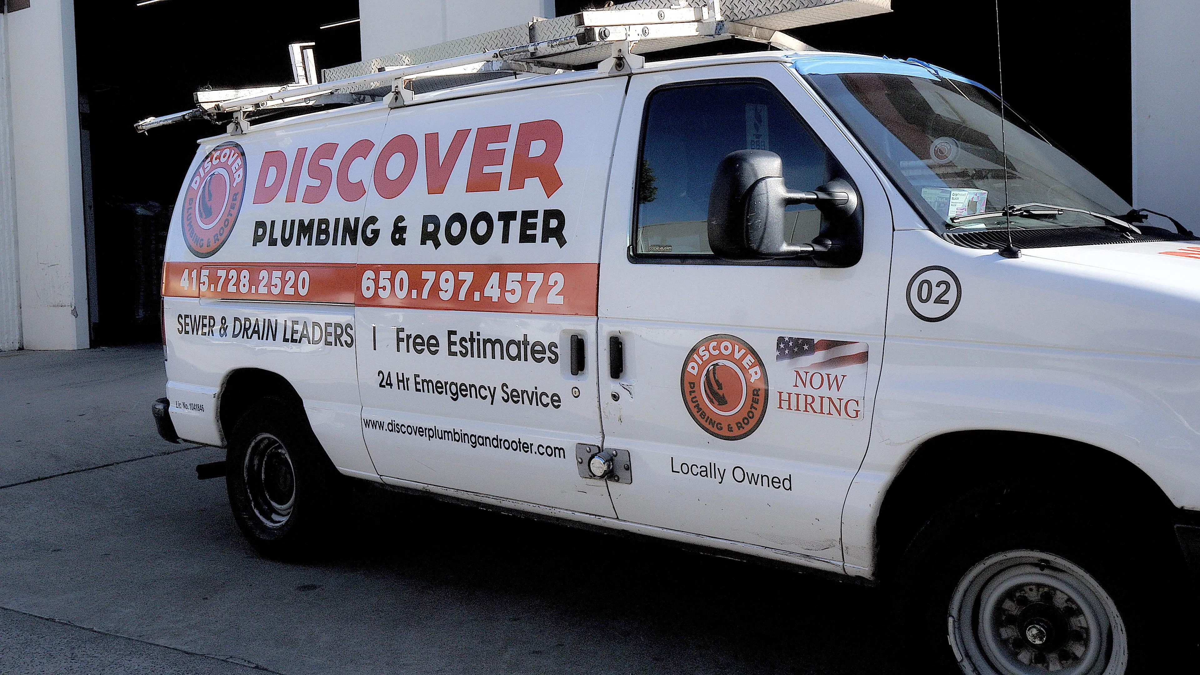 Picture of A Discover Plumbing & Rooter van, showcasing the commitment to quality that earned them the Diamond Certified status, stands ready outside a service facility. Consistently achieving the Highest in Quality rating, they offer 24-hour emergency service and free estimates. Copyright ©2025 Diamond Certified Resource

 - Discover Plumbing & Rooter