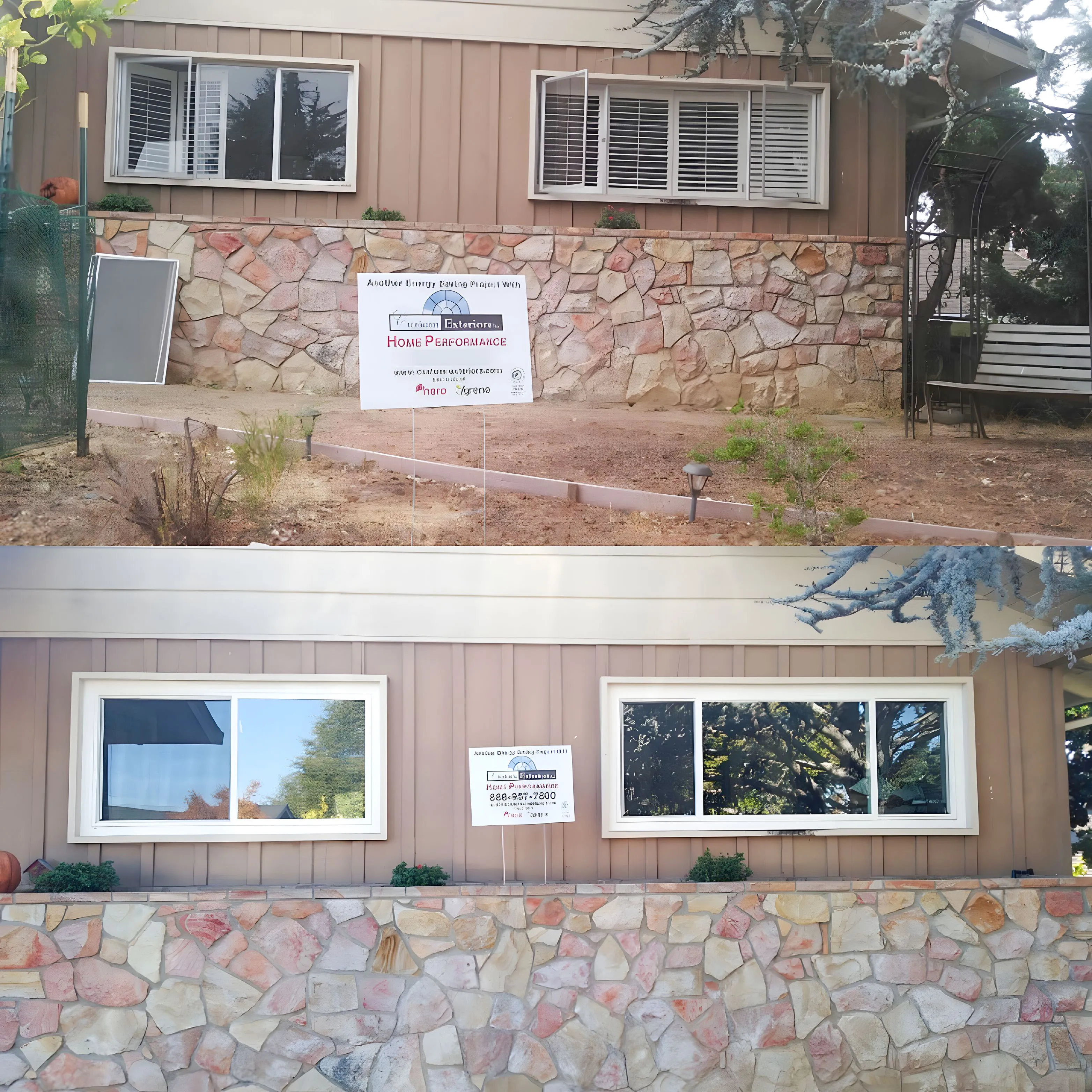 Picture of In this photo, recently upgraded windows by Custom Exteriors, Inc. stand out against a neatly finished stone facade, showcasing the company's commitment to quality outcomes. Copyright ©2025 Diamond Certified Resource - Custom Exteriors, Inc.