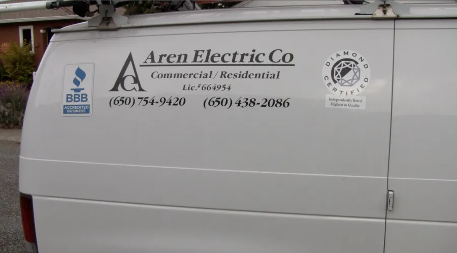 Picture of  A white service van belonging to Aren Electric Co., Inc. displays its commitment to quality with a Diamond Certified emblem prominently shown. The company, recognized for expertise and quality, ensures high standards in every electrical service. Copyright ©2025 Diamond Certified Resource.

 - Aren Electric Co., Inc.