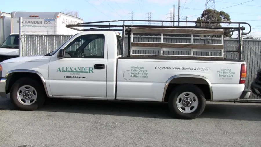 Picture of The Alexander Company truck, a symbol of their commitment to quality outcomes, stands ready for service in the Bay Area. The company focuses on delivering top-notch contractor sales, service, and support for windows and doors. Copyright ©2025 Diamond Certified Resource - Alexander Company