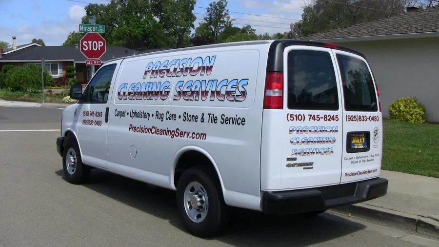 Picture of The Precision Cleaning Services van, poised at a quiet intersection, symbolizes the company's commitment to delivering top-rated quality and helpful expertise to each task. Known for their excellence in carpet and upholstery care, they consistently achieve a Highest in Quality rating. Copyright ©2025 Diamond Certified Resource - Precision Cleaning Services