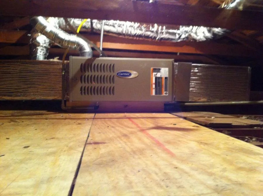 Picture of A carefully installed HVAC unit rests securely in an attic space, reflecting Ortiz Heating and Air Conditioning's commitment to quality outcomes. Copyright ©2025 Diamond Certified Resource

 - Ortiz Heating and Air Conditioning