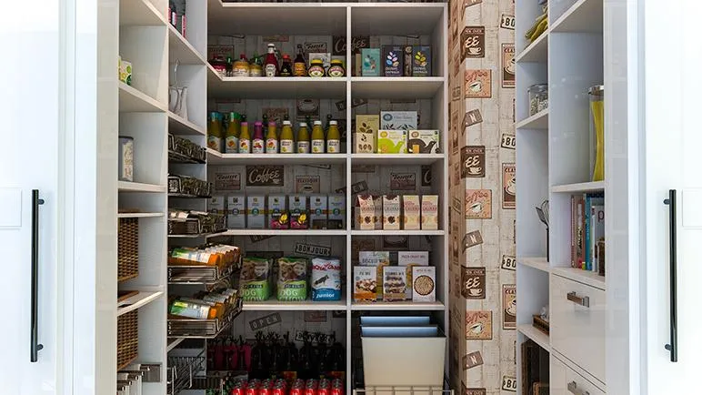 Picture of A meticulously organized pantry showcases Closet Factory's dedication to quality outcomes. Each shelf reflects a commitment to excellence and customer satisfaction. Closet Factory consistently achieves a Highest in Quality rating, ensuring spaces are both functional and aesthetically pleasing. Copyright ©2025 Diamond Certified Resource - Closet Factory