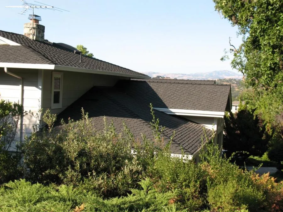 Picture of In the warm afternoon light, Los Gatos Roofingâ€™s expert craftsmanship is showcased in the neat alignment of shingles, blending seamlessly with the lush surroundings. The company is top rated for Quality. Copyright ©2025 Diamond Certified Resource - Los Gatos Roofing