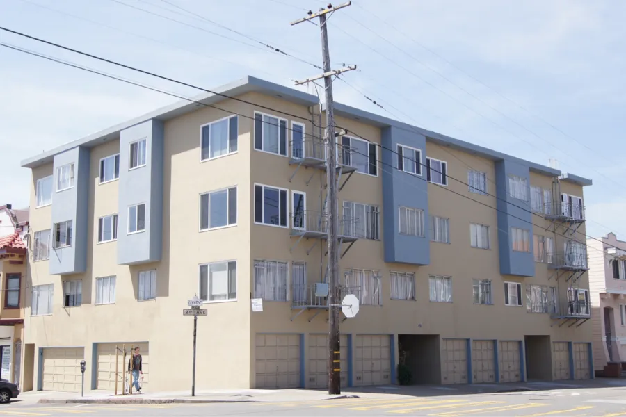 Picture of A freshly painted building stands proudly at the corner of Balboa and 24th, showcasing the meticulous work of Michael Sack Painting, Inc., a company recognized for its expertise and quality. Copyright ©2025 Diamond Certified Resource. - Michael Sack Painting, Inc.