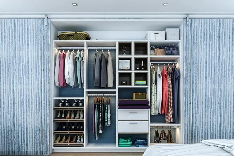 Picture of A meticulously organized closet showcases tailored elegance with neatly hung clothes and precisely stacked boxes, reflecting Closet Factory's commitment to quality outcomes. Copyright ©2025 Diamond Certified Resource

 - Closet Factory