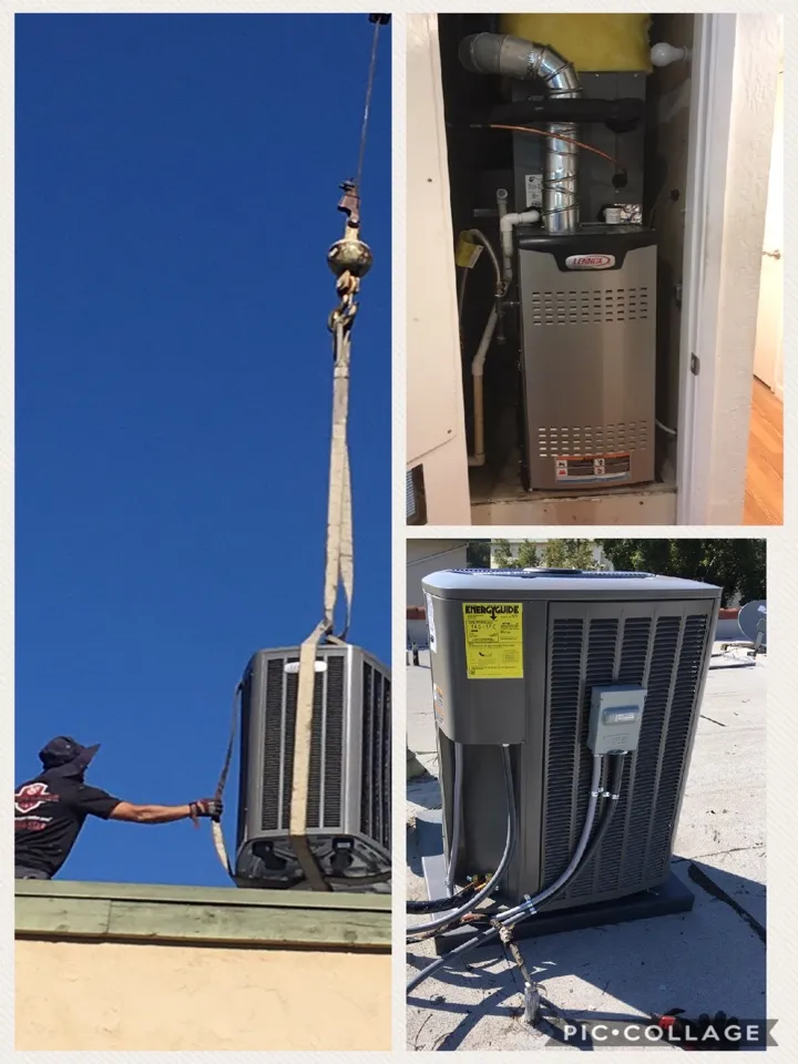 Picture of Perfect Star Heating and Air Conditioning used a crane to install this full Lennox system. - Perfect Star Heating, Cooling, & Electrical