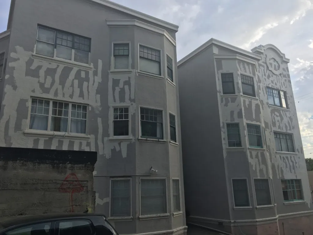 Picture of  The unfinished facade of a building tells a story of transformation in progress, showcasing S & S Painting and Coatings, Inc.'s dedication to quality outcomes. The company is recognized for expertise and quality. Copyright ©2025 Diamond Certified Resource.

 - S & S Painting and Coatings, Inc.