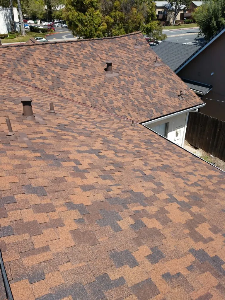 Picture of The intricate pattern of newly installed shingles showcases Bay 101 Roofing, Inc.'s commitment to quality outcomes, enhancing both protection and aesthetics. Their work is consistently recognized for expertise and quality. Copyright ©2025 Diamond Certified Resource. - Bay 101 Roofing, Inc.