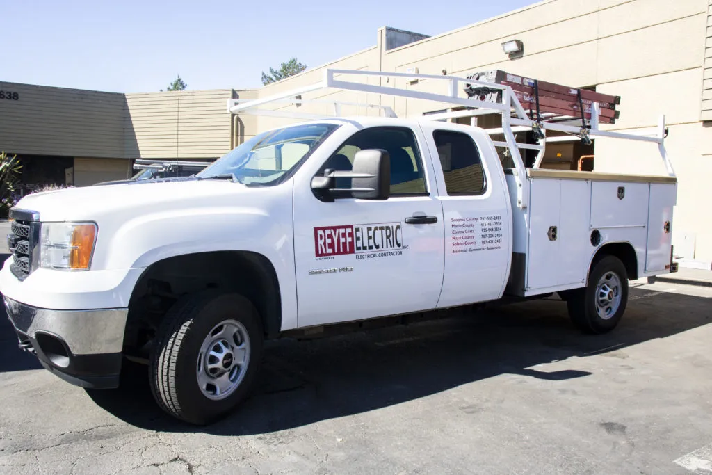 Picture of A Reyff Electric, Inc. service truck stands ready for action, symbolizing the company's commitment to quality outcomes. Known for achieving a Highest in Quality rating, Reyff Electric ensures electrical excellence across the region. Copyright ©2025 Diamond Certified Resource. - Reyff Electric, Inc.