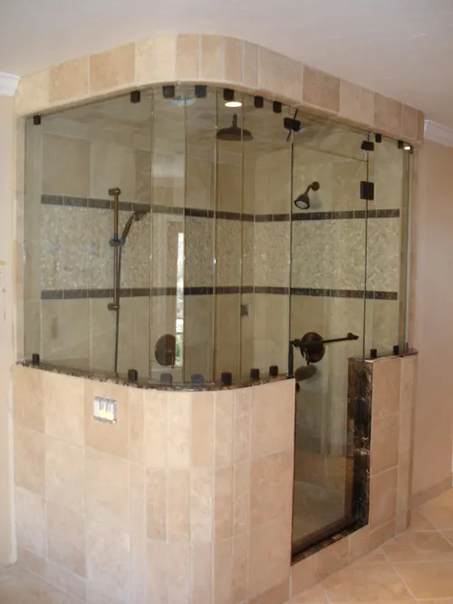 Picture of  A beautifully crafted glass shower enclosure showcases Schicker Luxury Shower Doors, Inc.'s commitment to quality outcomes in bathroom design. Their focus on precision and elegance highlights why they consistently achieve a Highest in Quality rating. Copyright ©2025 Diamond Certified Resource.

 - Schicker Luxury Shower Doors, Inc.