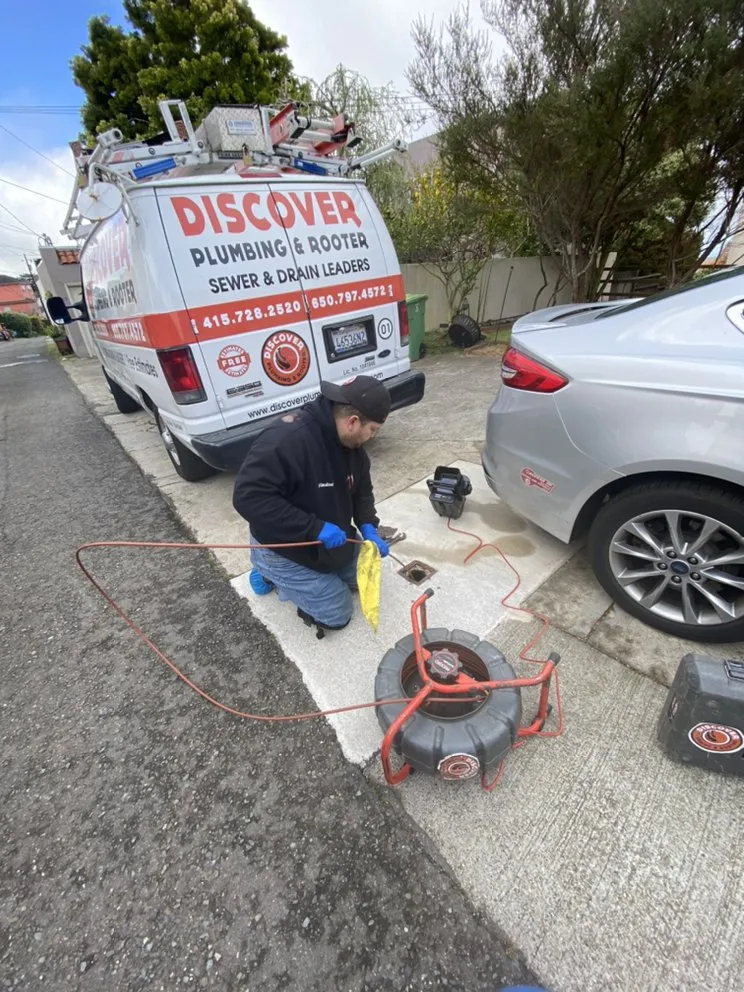 Picture of A Discover Plumbing & Rooter technician skillfully navigates a drain cleaning on a quiet neighborhood street, embodying the companyâ€™s commitment to quality outcomes. As a Diamond Certified leader, Discover Plumbing & Rooter consistently achieves the highest ratings in quality and expertise. Copyright ©2025 Diamond Certified Resource

 - Discover Plumbing & Rooter