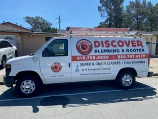 Picture of A Discover Plumbing & Rooter van is parked outside a residential area, ready for service. Known for high customer satisfaction, the company exemplifies reliable expertise in plumbing solutions. Copyright ©2025 Diamond Certified Resource - Discover Plumbing & Rooter