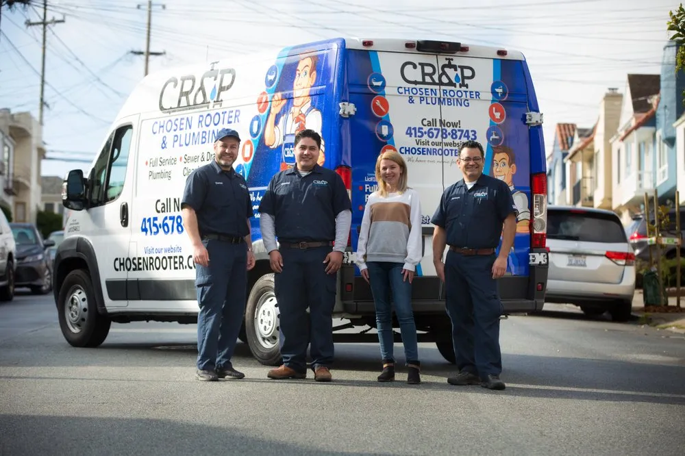 Picture of In a moment of teamwork, the dedicated crew of Chosen Rooter & Plumbing, Inc. stands ready to tackle plumbing challenges with expertise and a smile. Their commitment to quality outcomes ensures that every job is handled with care, reflecting their high customer satisfaction ratings. Trust in their service for all your plumbing needs. Copyright ©2025 Diamond Certified Resource - Chosen Rooter & Plumbing, Inc.