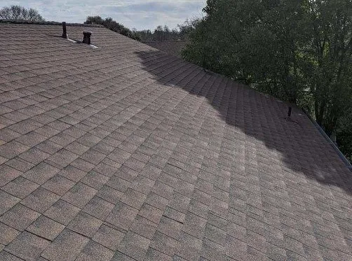 Picture of The gentle slope of a newly installed shingle roof showcases Crandall Roofing Inc.'s commitment to quality outcomes. The precise alignment of shingles speaks to the company's expertise and careful attention to detail. Copyright ©2025 Diamond Certified Resource - Crandall Roofing Inc.