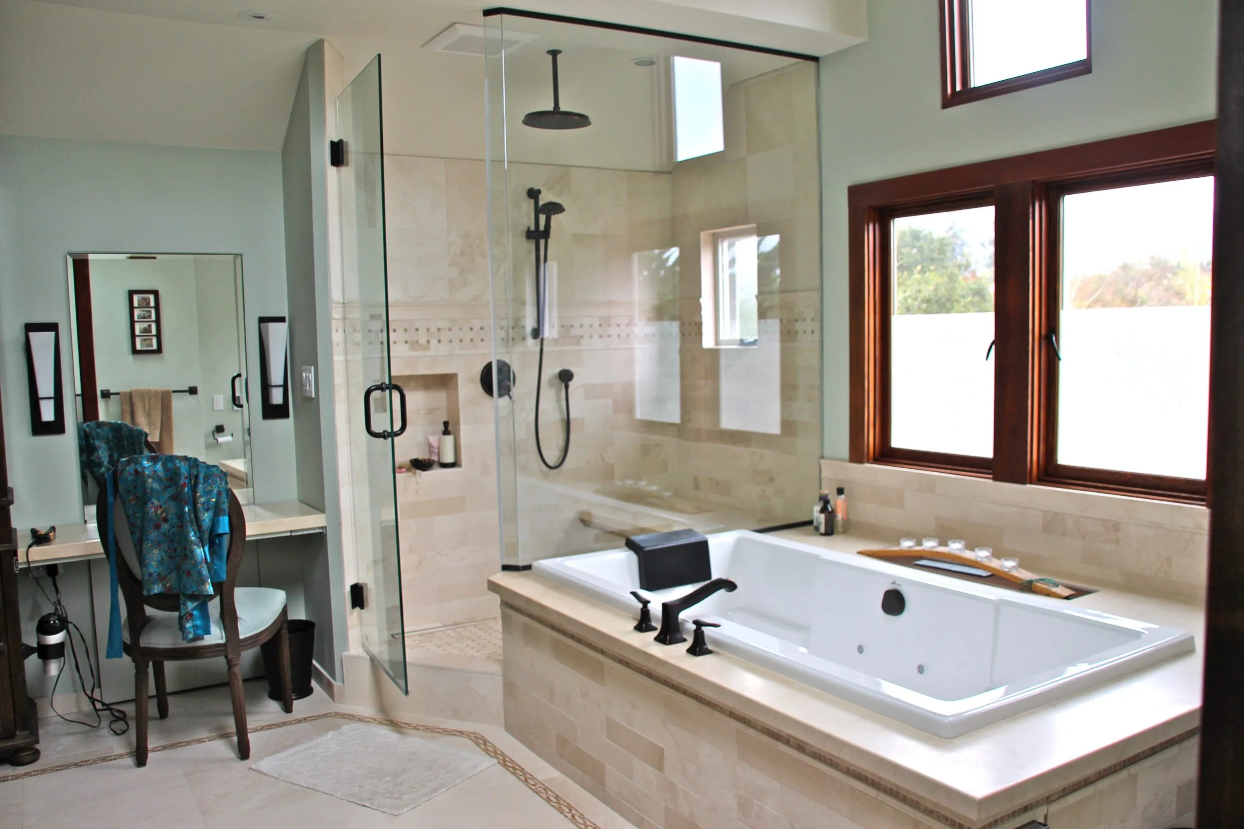 Picture of In a serene bathroom remodel, the elegant blend of glass and tile reflects Green Living Builders LLC's focus on quality outcomes. Their expertise helps create tranquil retreats. Copyright ©2025 Diamond Certified Resource - Green Living Builders LLC