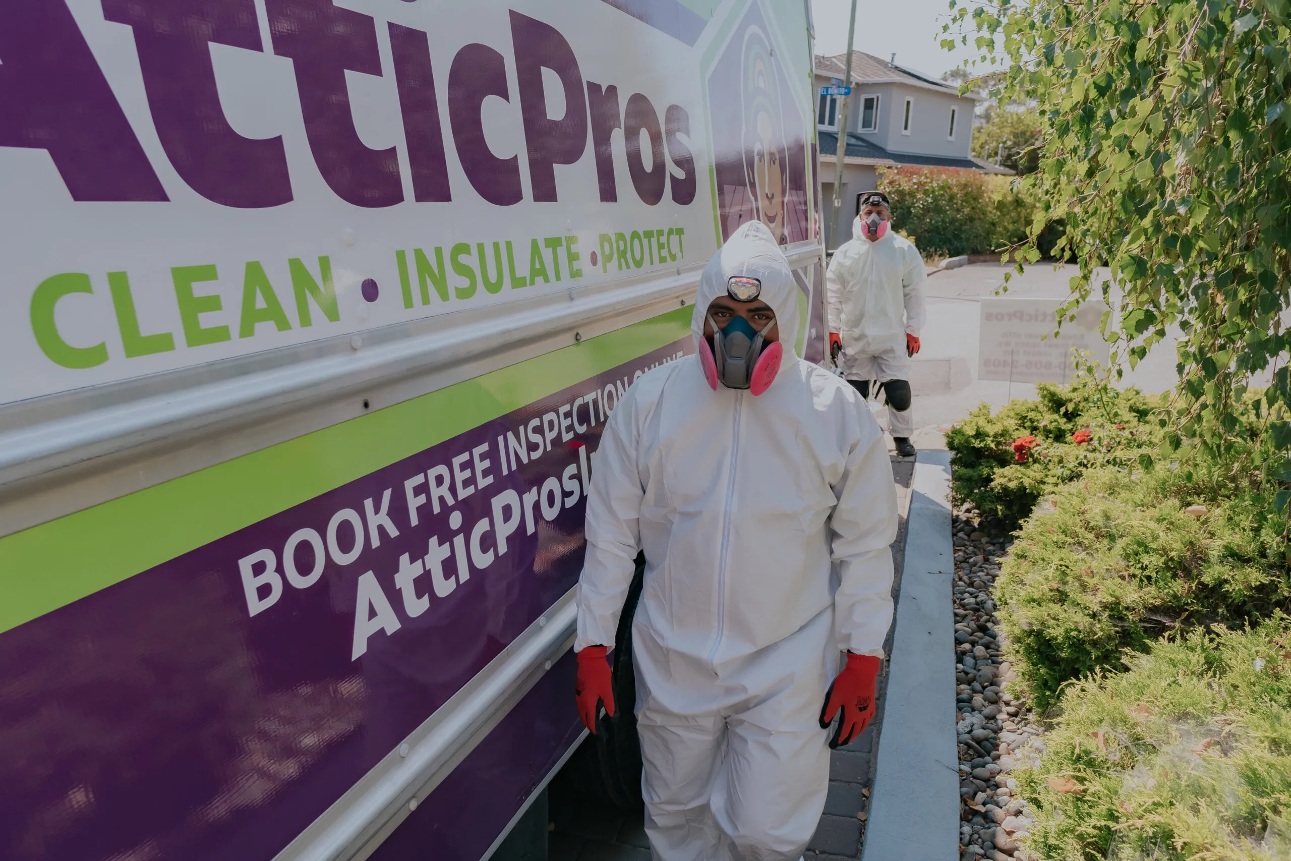 Picture of Attic Pros team members, equipped with protective gear, approach a job site, reflecting their commitment to safety and quality outcomes. Recognized for expertise and quality, Attic Pros consistently achieves a Highest in Quality rating. Copyright ©2025 Diamond Certified Resource

 - Attic Pros