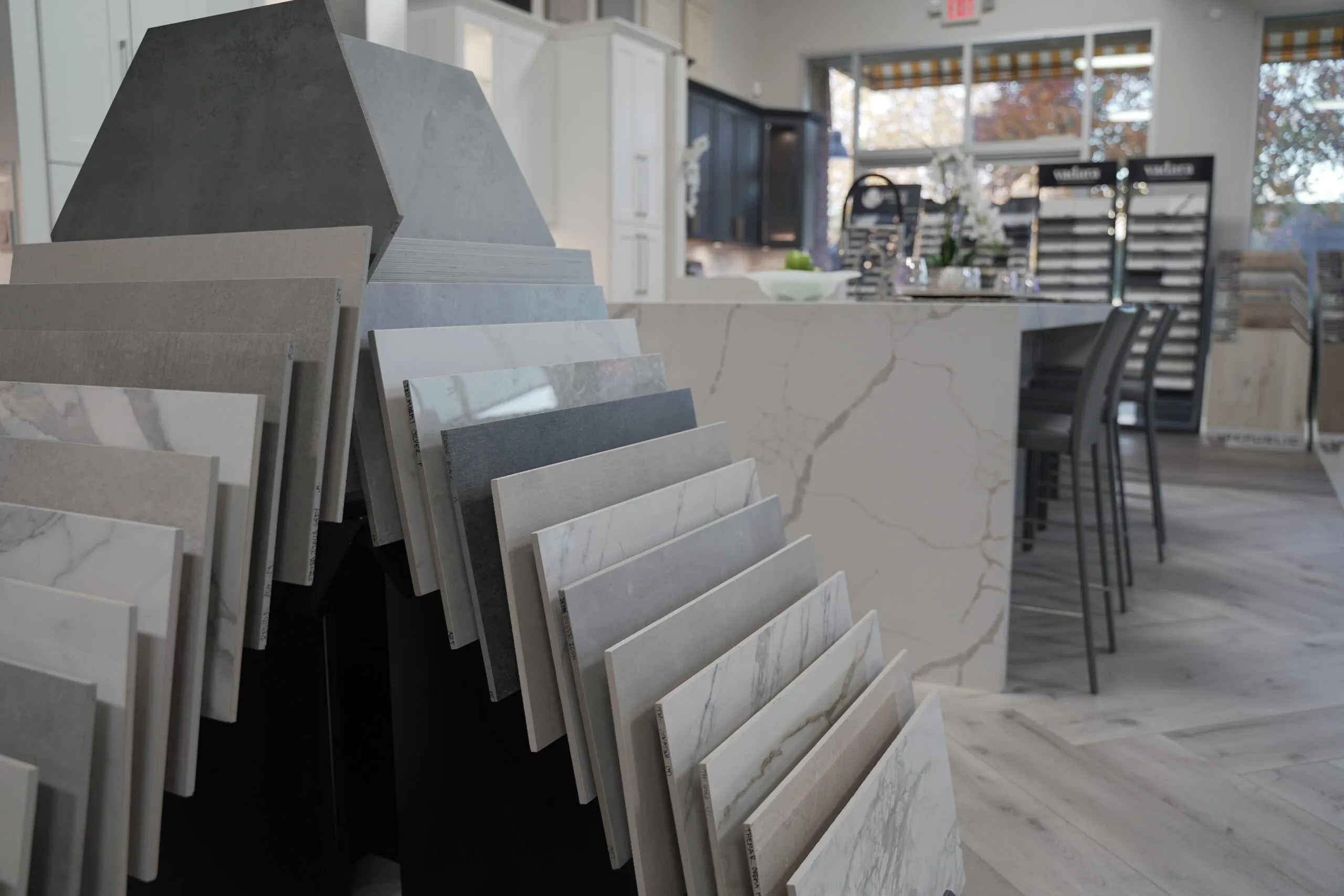 Picture of In the serene ambiance of Today's Kitchen & Bath showroom, an array of elegant countertop samples hints at endless design possibilities. Recognized for expertise and quality, the company transforms visions into reality. Copyright ©2025 Diamond Certified Resource

 - Today's Kitchen & Bath