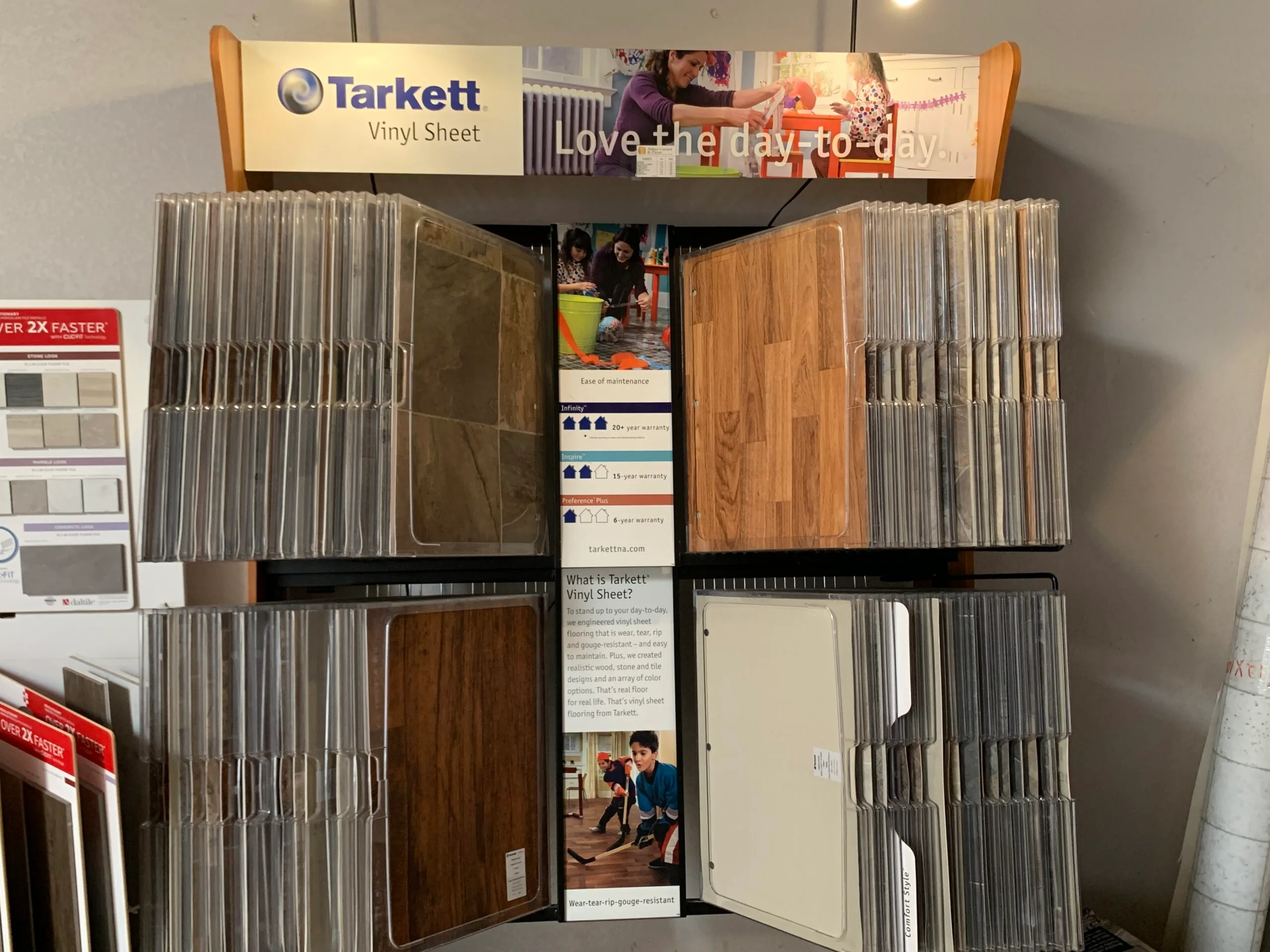 Picture of At Abbey Carpets by Fashion Floors, explore a diverse array of Tarkett vinyl sheet samples, reflecting the companyâ€™s dedication to quality outcomes. This display invites you to transform spaces with top-rated materials. Copyright ©2025 Diamond Certified Resource

 - Abbey Carpets by Fashion Floors